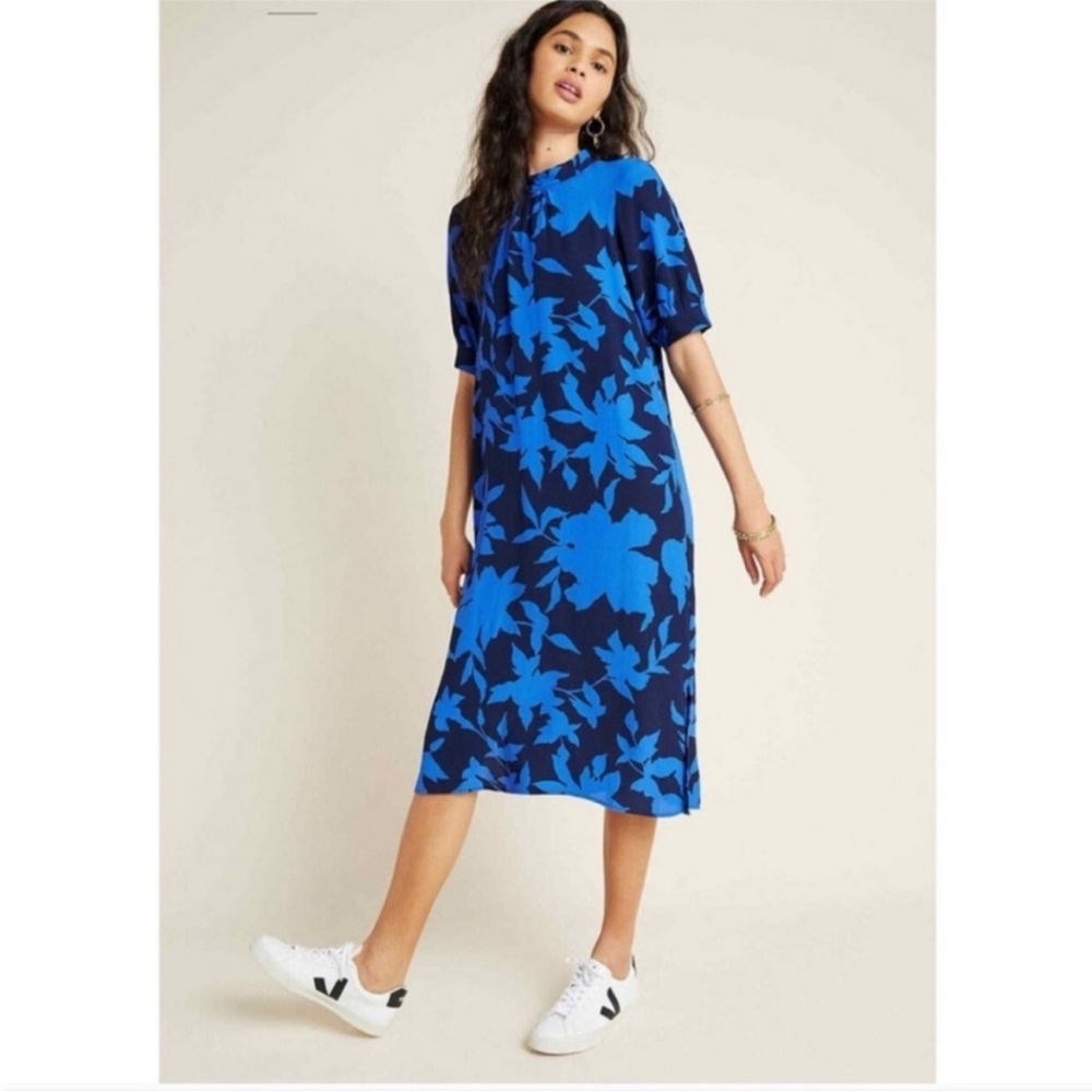 Black and blue Anthropologie midi dress